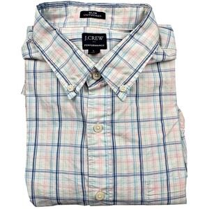 J.Crew Mens Performance Slim Untucked Plaid‎ Button Down Shirt Size L